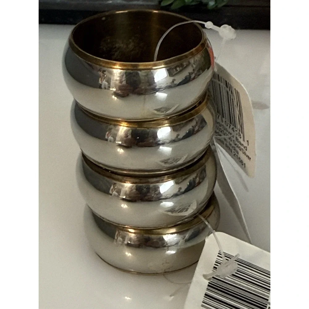 Lot Of 4 Kemp And Beatley‎ Napkin Rings Silver And Gold Tone New With Tags Vtg